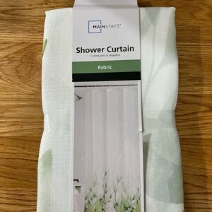 Mainstays Fabric Shower Curtain with Green Accents